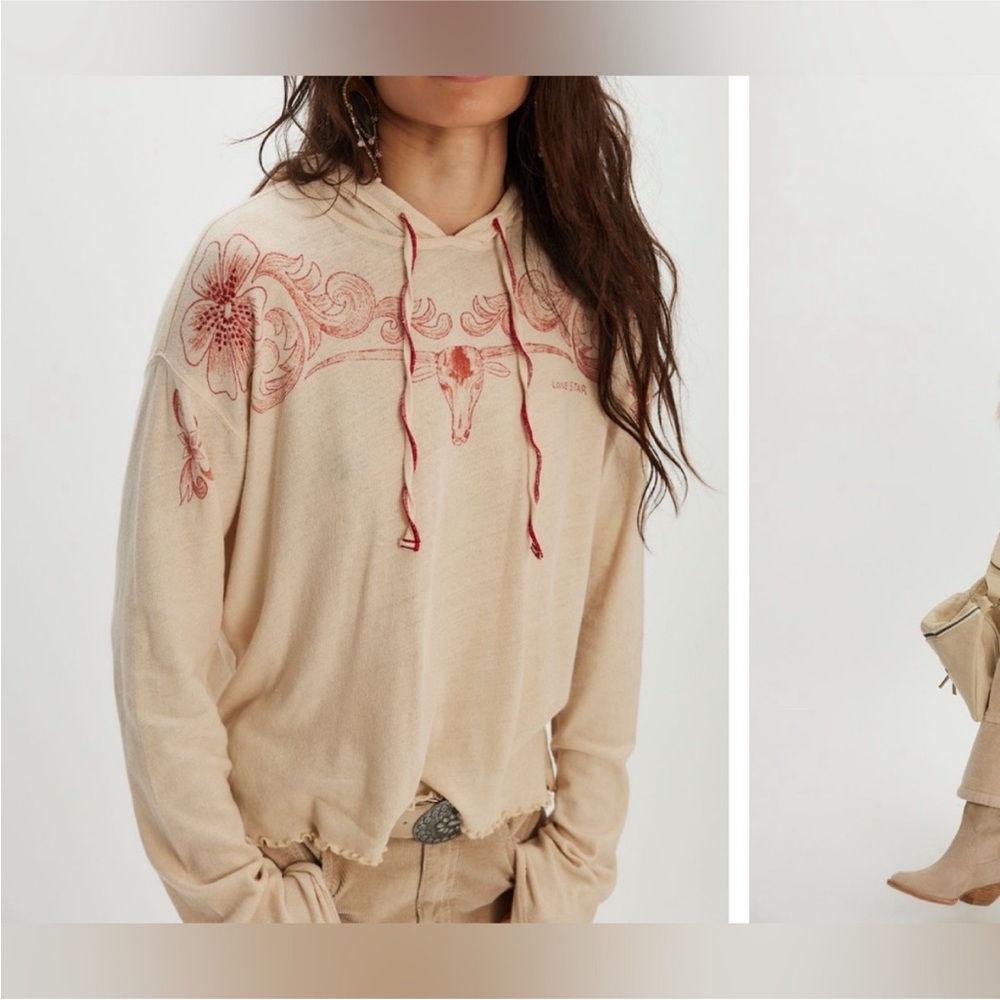 NWOT Free People We The Free Lone Star Hoodie - sand shell combo - medium - Picture 2 of 9